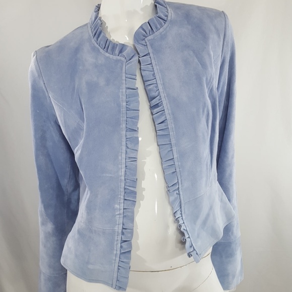Vintage Jackets & Blazers - Vintage Margaret Godfrey blue leather Suede jacket